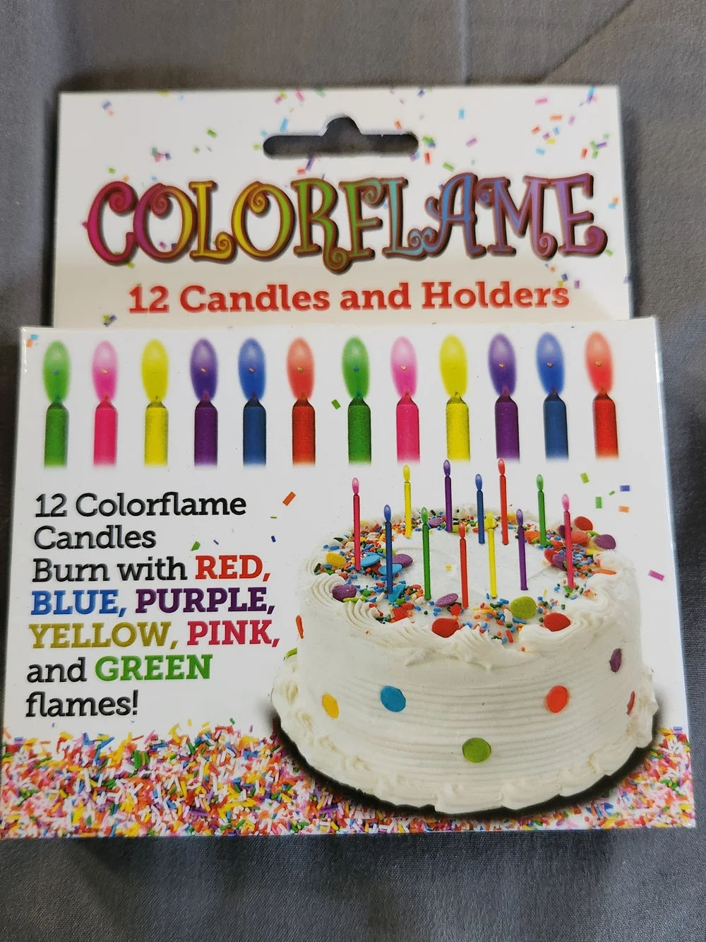 Multicolor Cake Candles - 12 Pack with Holders